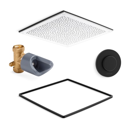 Kohler Real Rain Shower Only Trim Package with 2.5 GPM Multi Function Shower Head - Requires Volume Control for Water Flow White / Matte Black