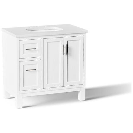 Kohler Quo 36" Free Standing Single Basin Vanity Set with Cabinet and Quartz Vanity Top White