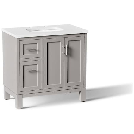 Kohler Quo 36" Free Standing Single Basin Vanity Set with Cabinet and Quartz Vanity Top Mohair Grey