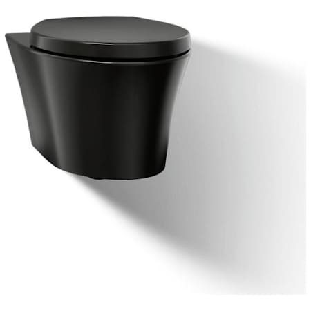 Kohler Veil Wall Mounted Elongated Toilet Bowl Only - Seat Included with Quiet-Close Technology Black Black