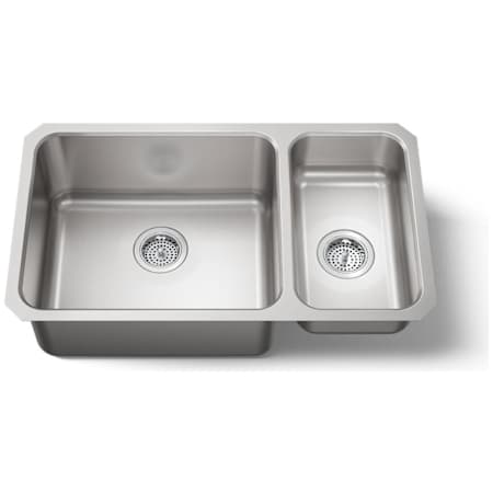 Kohler Undertone 32" Double Basin Under-Mount 18-Gauge Stainless Steel Kitchen Sink with SilentShield Stainless Steel