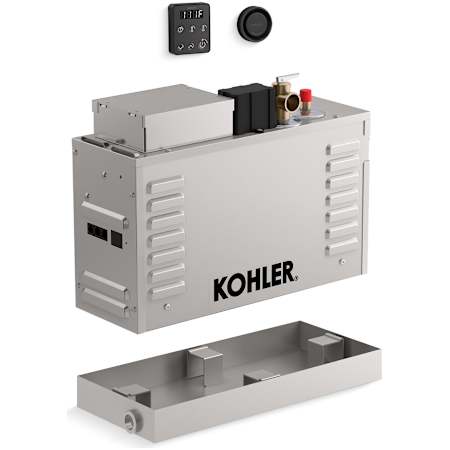 Kohler Invigoration 9kW Steam Generator Kit with Fast-Response and Power Clean Control Unit and Drain Pan Matte Black