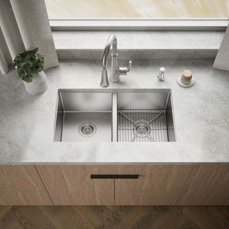 Kohler Strive 29-1/2" Undermount Double Basin Stainless Steel Kitchen Sink with Basin Rack Stainless Steel