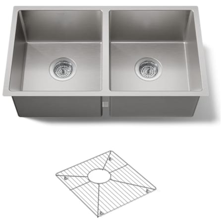 Kohler Strive 29-1/2" Undermount Double Basin Stainless Steel Kitchen Sink with Basin Rack Stainless Steel