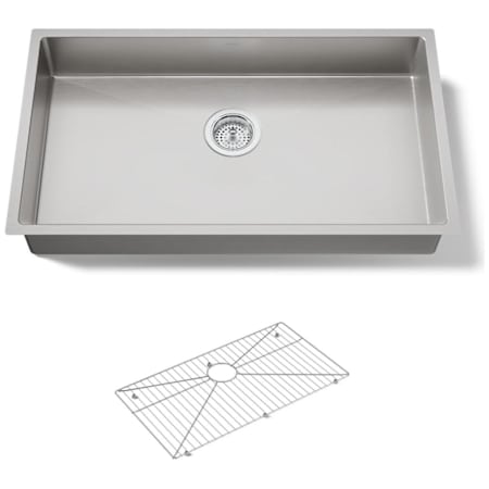 Kohler Strive 32" Undermount Single Basin Stainless Steel Kitchen Sink with Basin Rack Stainless Steel