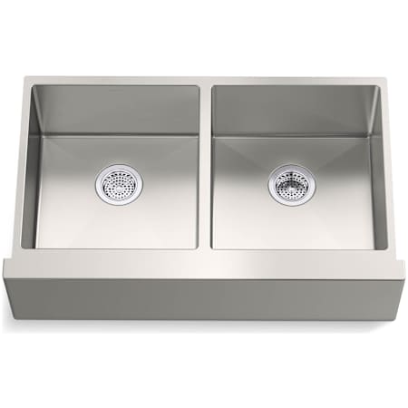 Kohler Strive 35-1/2" Farmhouse Double Basin Stainless Steel Kitchen Sink with Basin Rack Stainless Steel