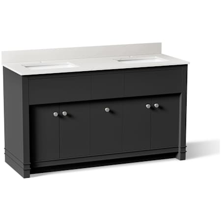 Kohler Alouette 60" Free Standing Double Basin Vanity Set with Cabinet and Quartz Vanity Top Dark Warm Grey