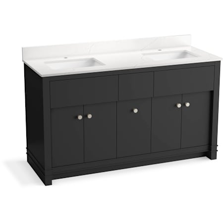 Kohler Alouette 60" Free Standing Double Basin Vanity Set with Cabinet and Quartz Vanity Top Dark Warm Grey