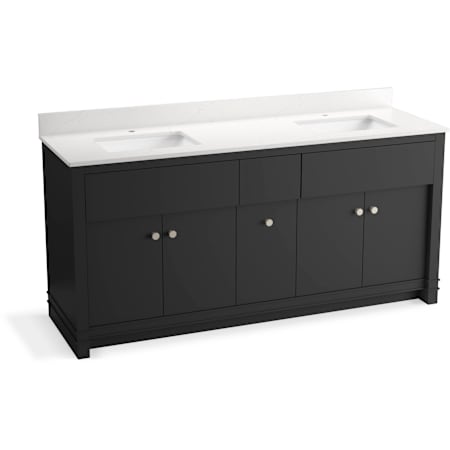 Kohler Alouette 73" Free Standing Double Basin Vanity Set with Cabinet and Quartz Vanity Top Dark Warm Grey