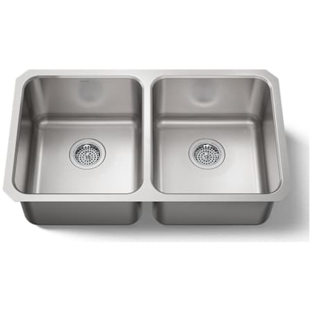 Kohler Undertone 32" Double Basin Under-Mount 18-Gauge Stainless Steel Kitchen Sink with SilentShield Stainless Steel