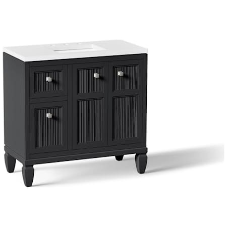 Kohler Hearthhaven 36" Free Standing Single Basin Vanity Set with Cabinet, and Quartz Vanity Top Slate Grey