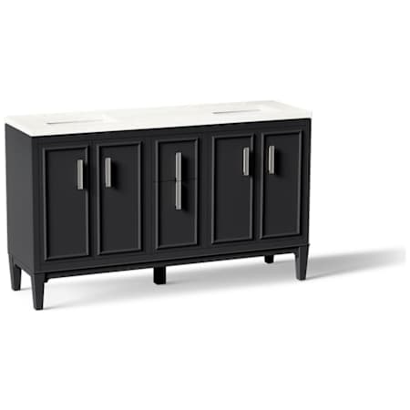 Kohler Southerk 60" Free Standing Double Basin Vanity Set with Cabinet and Quartz Vanity Top Slate Grey