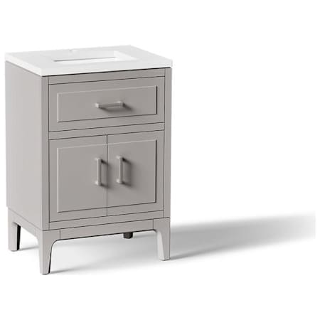 Kohler Seer 24" Free Standing Single Basin Vanity Set with Cabinet, and Quartz Vanity Top Mohair Grey