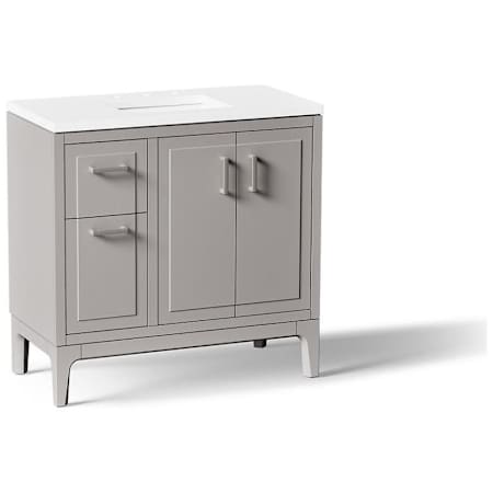 Kohler Seer 36" Free Standing Single Basin Vanity Set with Cabinet, and Quartz Vanity Top Mohair Grey