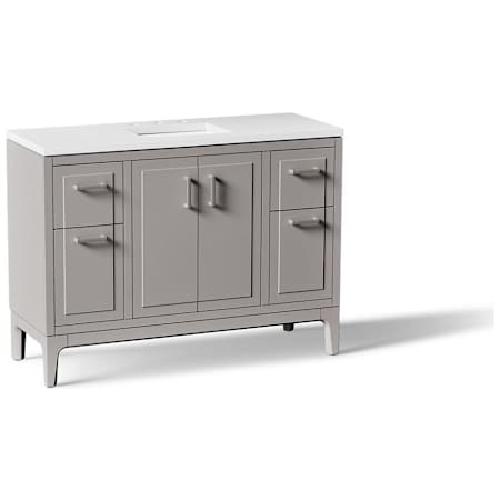 Kohler Seer 48" Free Standing Single Basin Vanity Set with Cabinet, and Quartz Vanity Top Mohair Grey