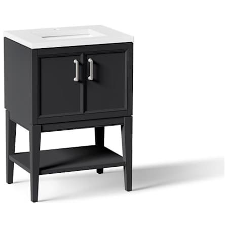 Kohler Winnow 24" Free Standing Single Basin Vanity Set with Cabinet, and Quartz Vanity Top Slate Grey