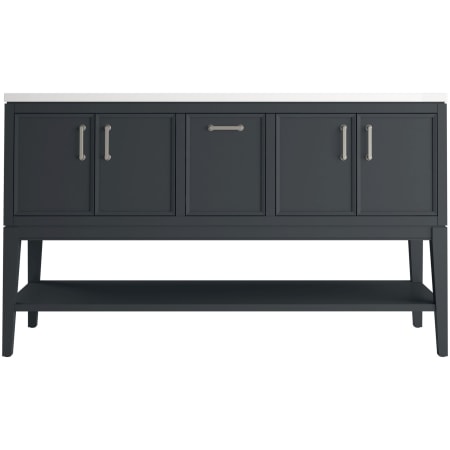 Kohler Winnow 60" Free Standing Double Basin Vanity Set with Cabinet, and Quartz Vanity Top Slate Grey