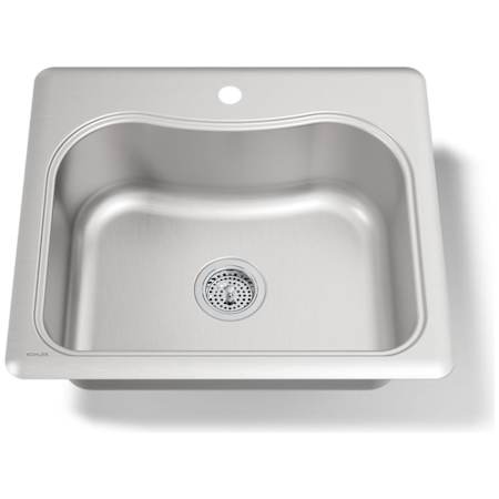 Kohler Staccato 25" Single Basin Top-Mount 18-Gauge Stainless Steel Kitchen Sink with SilentShield Stainless Steel