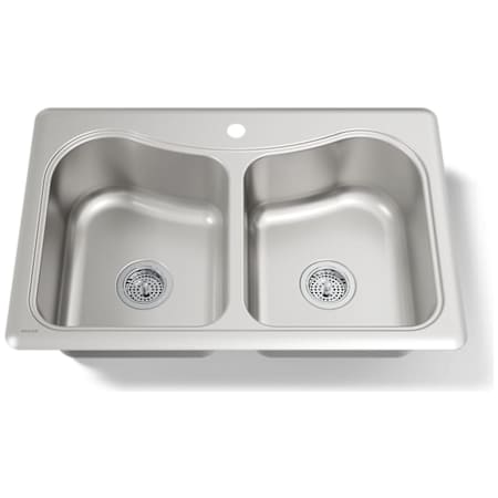 Kohler Staccato 33" Double Basin Top-Mount 18-Gauge Stainless Steel Kitchen Sink with SilentShield Stainless Steel