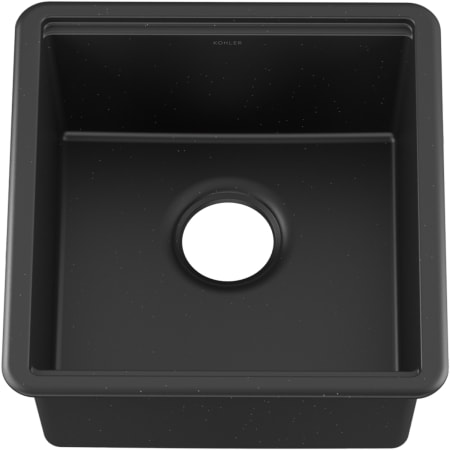 Kohler Billings 17-1/2" Undermount Single Basin Stone Composite Bar Sink with Basin Rack, Colander and Cutting Board Matte Black