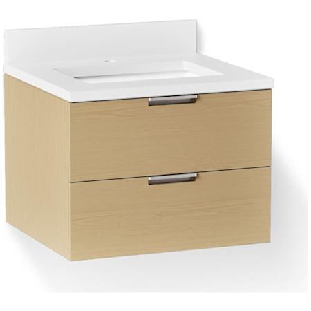 Kohler Maxstow 24" Wall-Hung Bathroom Vanity Cabinet with Sink and Quartz Top Light Oak