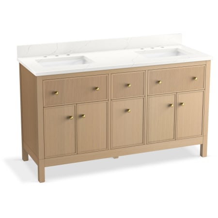 Kohler Malin by Studio McGee 60" Free Standing Vanity Set with Cabinet and Stone Composite Vanity Top White Oak
