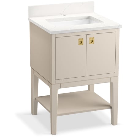 Kohler Seagrove by Studio McGee 24" Free Standing Single Basin Vanity Set with Cabinet and Quartz Vanity Top Light Clay