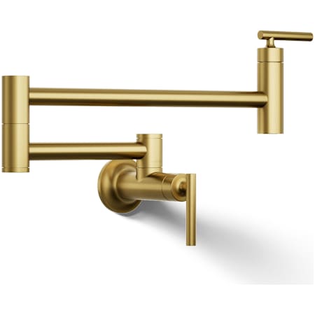 Kohler 5.2 GPM Wall Mounted Single Hole Pot Filler Vibrant Brushed Moderne Brass