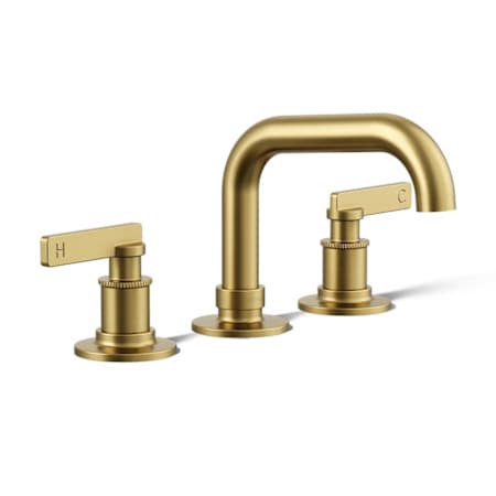 Kohler Castia by Studio McGee 0.5 GPM Widespread Bathroom Faucet with Drain Assembly Vibrant Brushed Moderne Brass