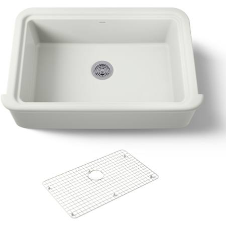 Kohler Audrine by Studio McGee 35-1/2" Farmhouse Single Basin Fireclay Kitchen Sink with Basin Rack Dune