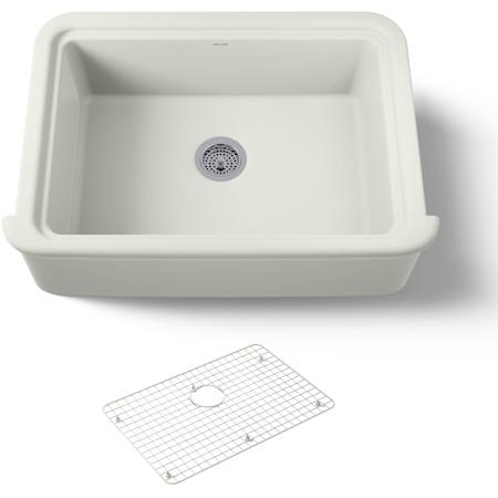 Kohler Audrine by Studio McGee 32-1/2" Farmhouse Single Basin Fireclay Kitchen Sink with Basin Rack Dune
