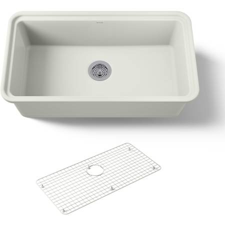 Kohler Audrine by Studio McGee 33" Undermount Single Basin Fireclay Kitchen Sink with Basin Rack Dune