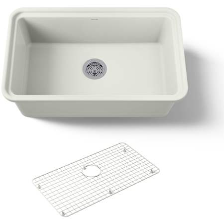 Kohler Audrine by Studio McGee 30" Undermount Single Basin Fireclay Kitchen Sink with Basin Rack Dune