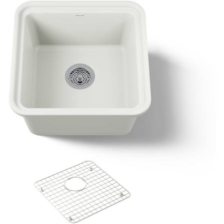 Kohler Audrine by Studio McGee 18-5/8" Undermount Single Basin Fireclay Kitchen Sink with Basin Rack Dune