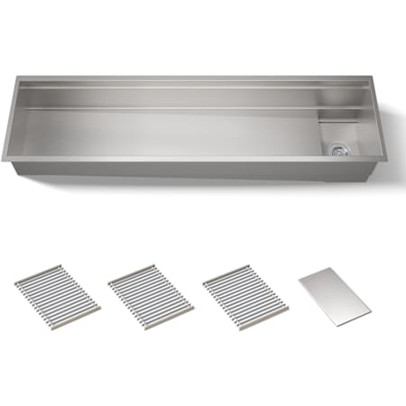 Kohler Synthos 69-3/4" Undermount Single Basin Stainless Steel Kitchen Sink with Basin Rack and Basket Strainer Stainless Steel