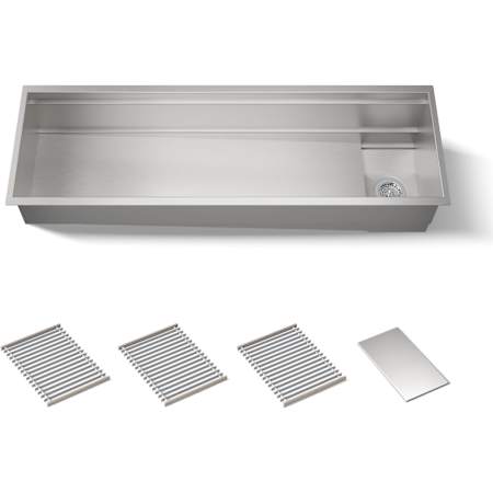 Kohler Synthos 57-3/4" Undermount Single Basin Stainless Steel Kitchen Sink with Basin Rack and Basket Strainer Stainless Steel