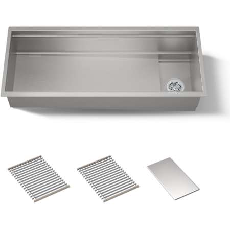 Kohler Synthos 45-3/4" Undermount Single Basin Stainless Steel Kitchen Sink with Basin Rack and Basket Strainer Stainless Steel