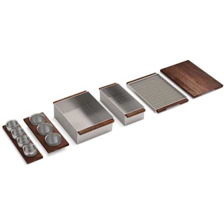 Kohler Synthos 6 Piece Walnut Workstation Sink Accessory Set Stainless Steel
