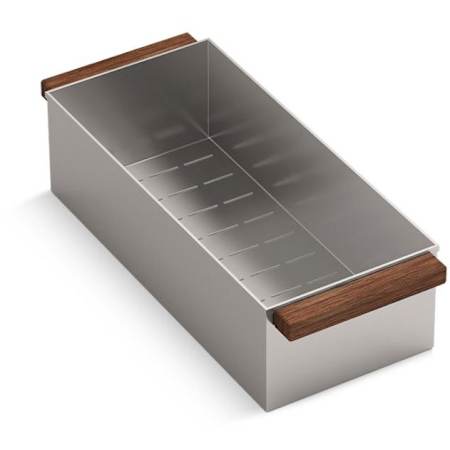 Kohler Synthos 6-5/8" x 16-1/4" Colander with Walnut Handles for Workstation Sink Stainless Steel