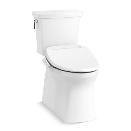Kohler Corbelle Two-Piece Comfort Height Elongated Toilet with Skirted Trapway - Includes PureWash E525 Elongated Bidet Seat White