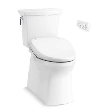 Kohler Corbelle Two-Piece Comfort Height Elongated Toilet with Skirted Trapway - Includes PureWash E820 Elongated Bidet Seat with Remote Control White