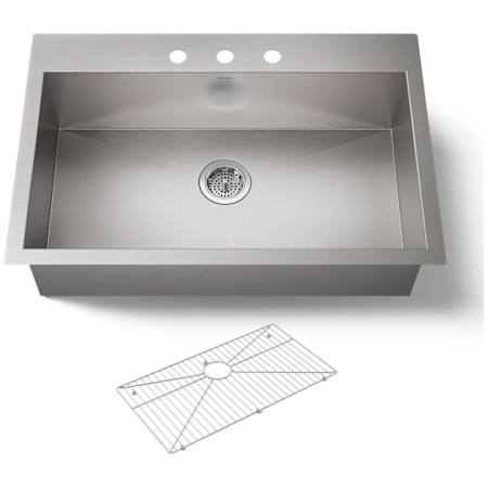 Kohler Vault 33" Single Basin Top-Mount/Under-Mount 18-Gauge Stainless Steel Kitchen Sink with SilentShield Stainless Steel