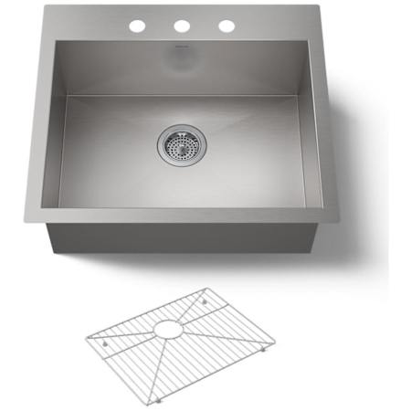 Kohler Vault 25" Single Basin Top-Mount/Under-Mount 18-Gauge Stainless Steel Kitchen Sink with SilentShield Stainless Steel