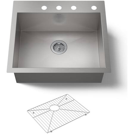 Kohler Vault 25" Single Basin Top-Mount/Under-Mount 18-Gauge Stainless Steel Kitchen Sink with SilentShield Stainless Steel