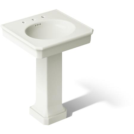 Kohler Claude by Studio McGee 24-1/8" Oval Fireclay Console, Pedestal Bathroom Sink with 3 Faucet Holes at 4" Centers Dune