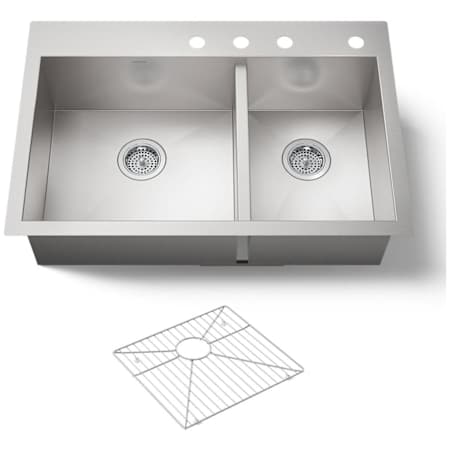 Kohler Vault 33" Double Basin Top-Mount/Under-Mount 18-Gauge Stainless Steel Kitchen Sink with SilentShield Stainless Steel