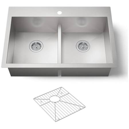 Kohler Vault 33" Double Equal Basin Top-Mount/Under-Mount 18-Gauge Stainless Steel Kitchen Sink with Smart Divide Stainless Steel