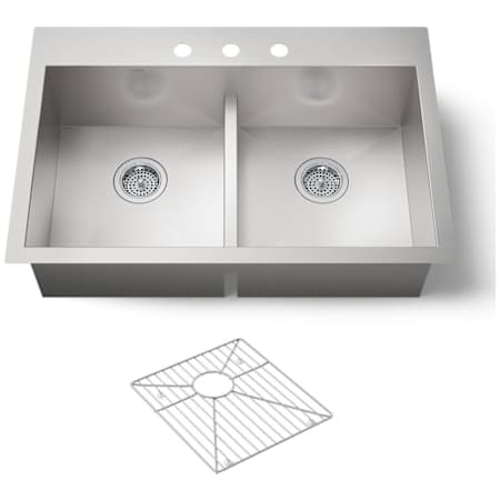 Kohler Vault 33" Double Basin Top-Mount/Under-Mount 18-Gauge Stainless Steel Kitchen Sink with Smart Divide Stainless Steel