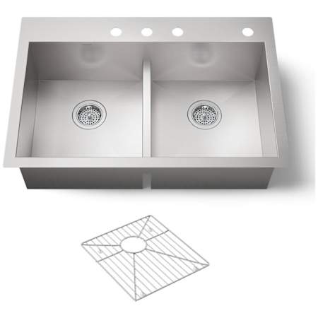 Kohler Vault 33" Double Basin Top-Mount/Under-Mount 18-Gauge Stainless Steel Kitchen Sink with Smart Divide Stainless Steel