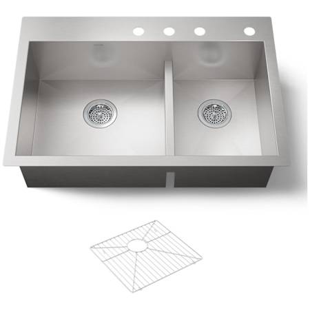 Kohler Vault 33" Double Basin Top-Mount/Under-Mount 18-Gauge Stainless Steel Kitchen Sink with Smart Divide Stainless Steel